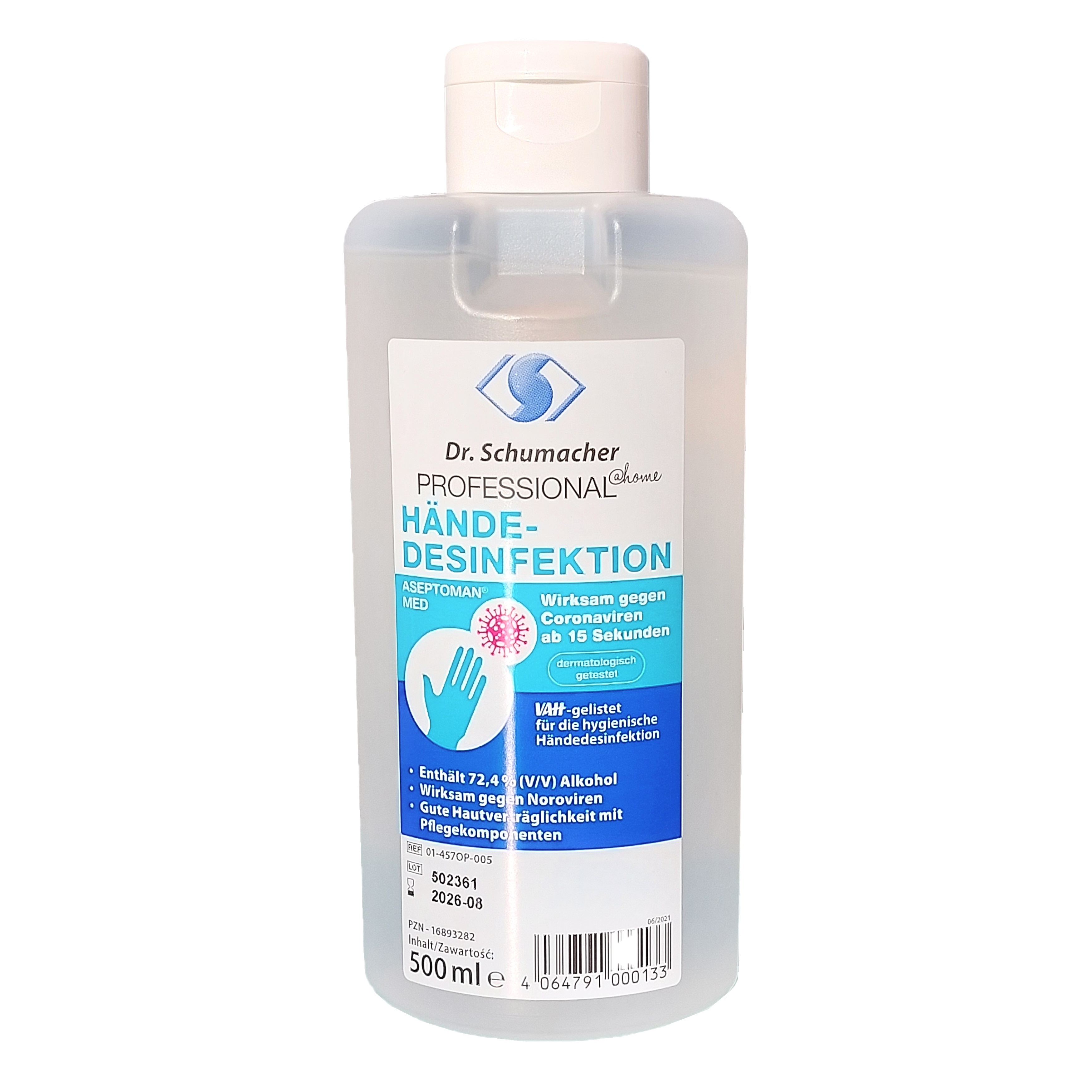 PROFESSIONAL@home Hände-Desinfektion, alkoholisch, Spenderflasche ,500 ml_Original_1.1.jpg